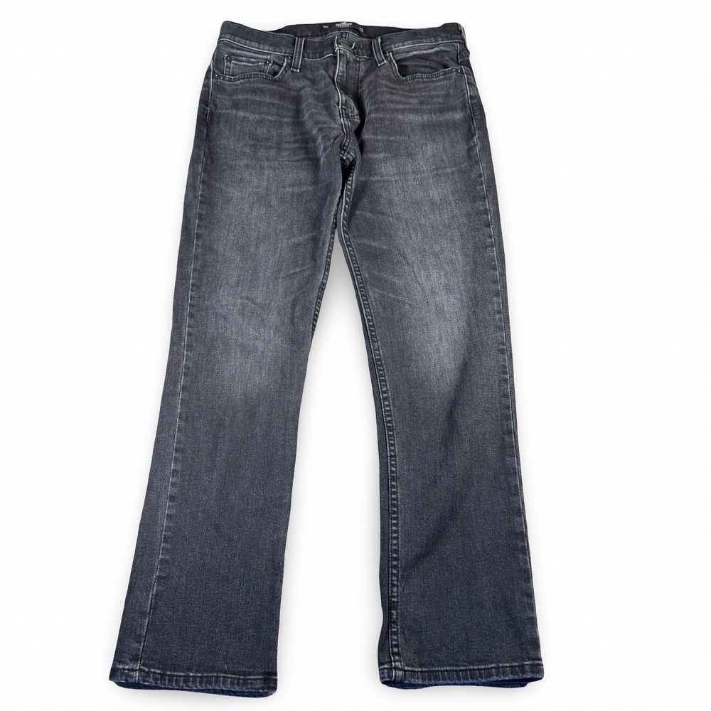 Hollister Mens Epic Flex Slim Straight Jeans 31x30 (30x29) Black Faded Denim